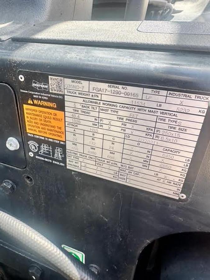 Used 2019 DOOSAN G35NC-7