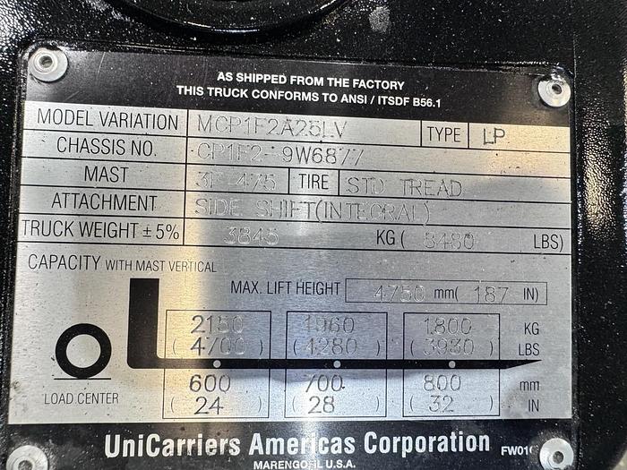 Refurbished 2015 Unicarriers MCP1F2A25LV