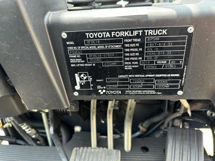 Used 2019 Toyota 8FBE18U - EE - 728 hours!