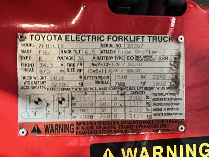 Refurbished Reconditioned: 2014 Toyota 7FBEU18