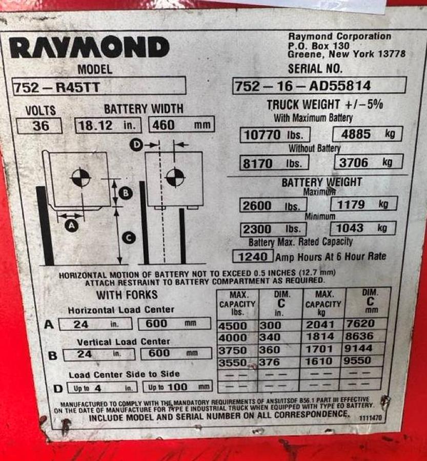 Refurbished 2016 Raymond 752-R45TT