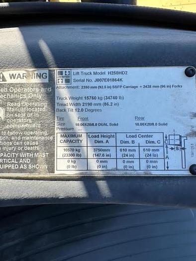 Used 2012 Hyster H250HD