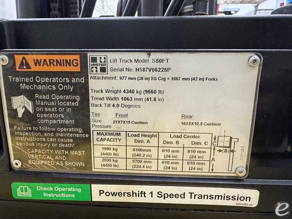 Used 2016 Hyster S50FT - Quad Mast 20ft. Lift