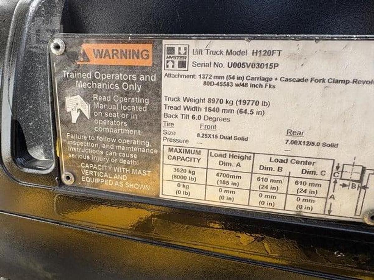 Used 2015 Hyster H120FT