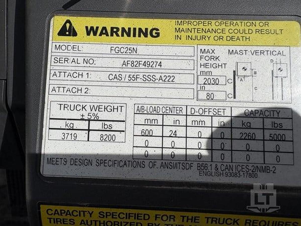 Refurbished RECONDITIONED: 2021 Mitsubishi FGC25N 5,000 Lbs. LPG Forklift