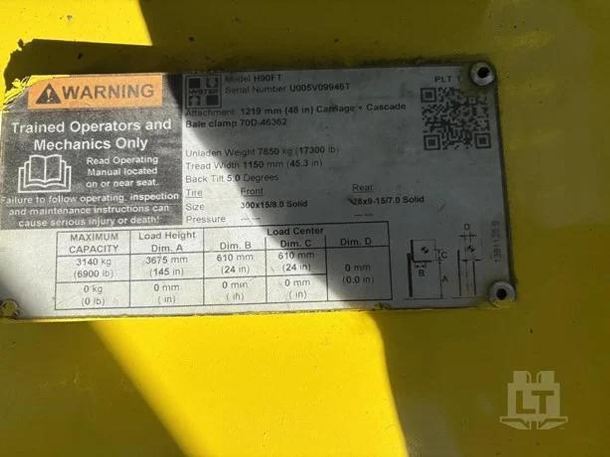 Used 2019 Hyster H90FT w Full Cab & AC/HEAT