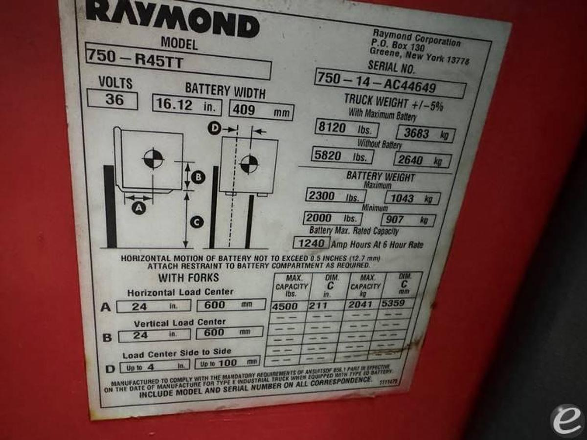 Used 2014 Raymond R45TT