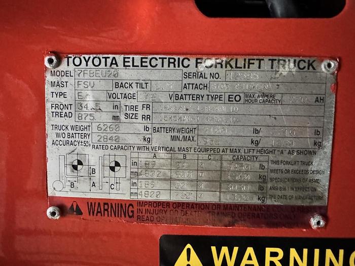 Used Toyota 7FBEU20