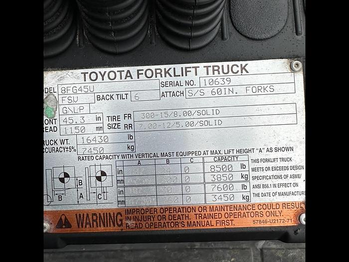 Refurbished 2015 Toyota 8FGU45