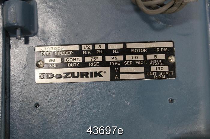 Unused Dezurik Consistency Transmitter, .5 Hp, 1725 Rpm #43697