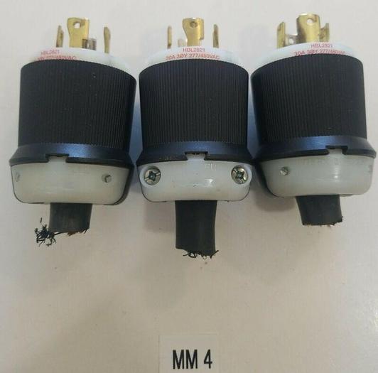 Used *PREOWNED* LOT OF 3 Hubbell HBL2821 Industrial Twist Turn Plug 30A 3ØY 277/480V