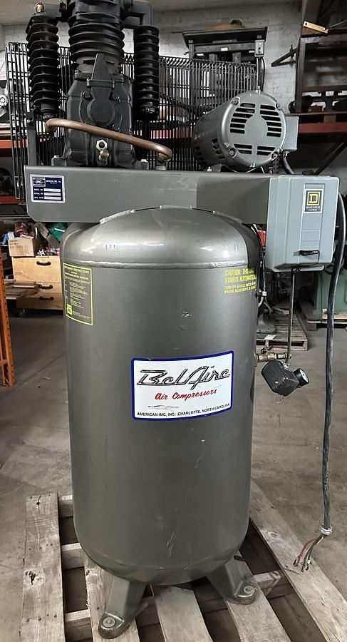 Used BelAire #318VL Vertical 7 1/2hp 80 Gallon Air Compressor 3ph