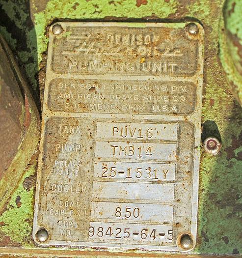 Used Denison Hydroilics Hydraulic Pumping Unit Pump TMB14