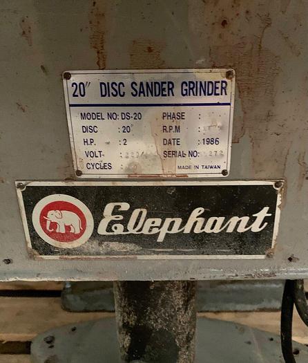 Used Elephant 20" Disc Sander 2hp 3ph 220/440 (101845)