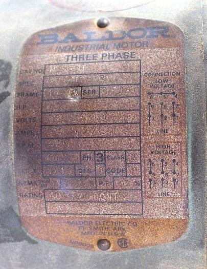 Used Chair Leg Leveler 2HP Baldor Motor 3450 RPM 3 Phase