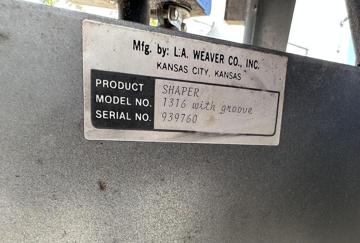 Used LA Weaver Shaper  1 1/4" Spindle ~ 220V ~ 1ph Tenon Jig Panel Hold Down +