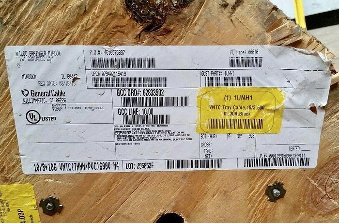 General 1UNH1 10 awg VNTC tray cable copper wire 500 ft roll 10/3 234260