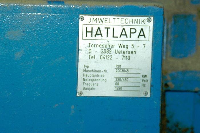 Used Hatlapa Wooden Waste Disposal System Vertical Tub Grinder Auger