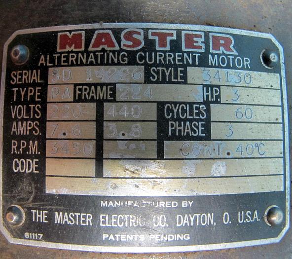 Used Bignell Chucking Machine w/ 4" Doming Head 3 Phase 3 HP 220/440V