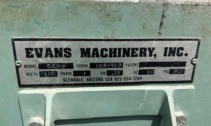 Used Evans 62" Pinch Roller # 0206  ~ 110V ~ 1ph ~ 80psi  (5540)