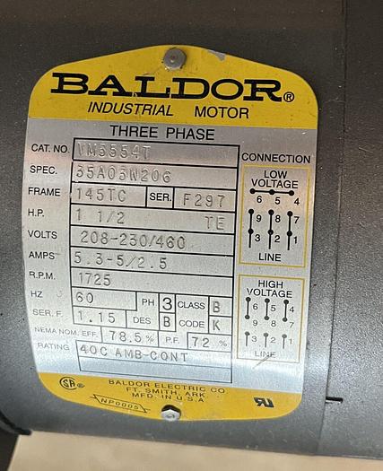 Used Alcatel 2033DS Vacuum Pump Rotary Vane  230VAC 3 Phase, 208/460V (5890)