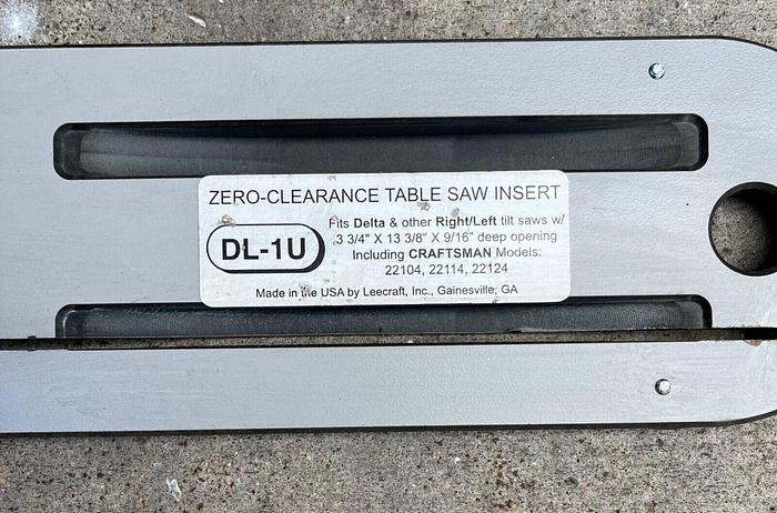 Used Delta DL-1U Table Saw Throat Plate Insert (5632)