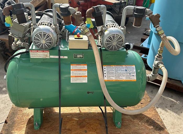 Used Hoffman Manufacturing Inc Twin 1.5hp Vacuum Pump w/60 Gallon Tank (6358)