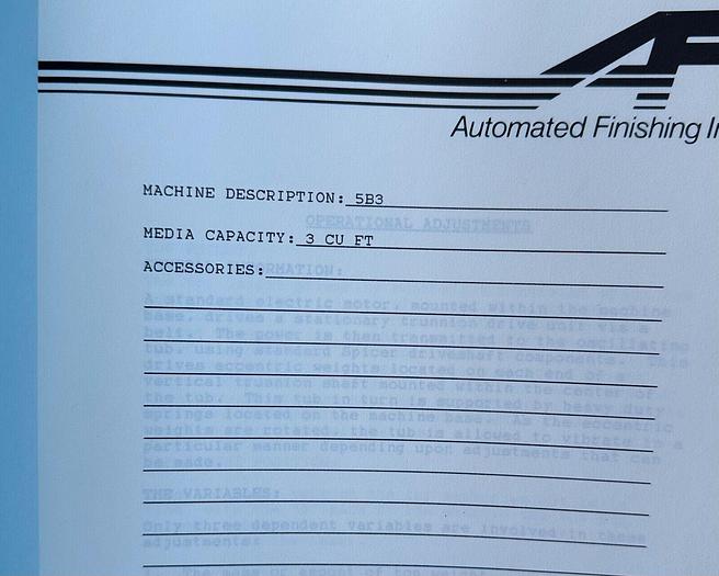 Automated Finishing Inc 3cf Industrial Vibratory Feed Bowl 5B3 Dual (6357) NEW