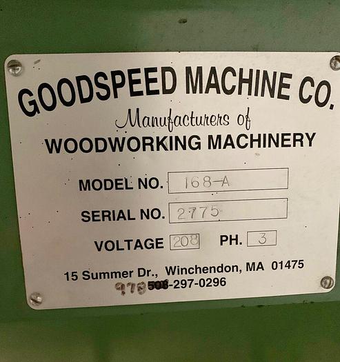Used Coyer Goodspeed Back Knife Lathe CP168A