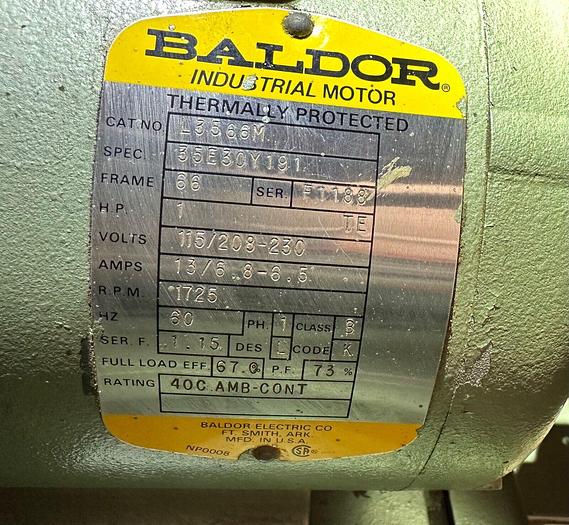 Used Worthington # 01227 Size 257D Vacuum Pump 1hp ~ 1ph ~ 115/230V (6335)