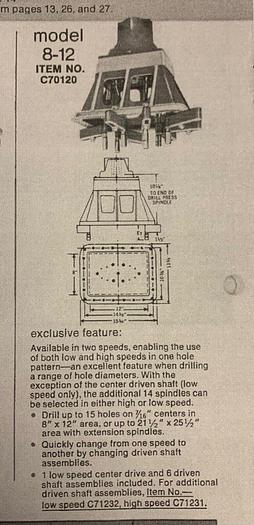 Used Rockwell Commander Head 8 - 12 Multi Drill Spindle Drill Head C70120 (101689)