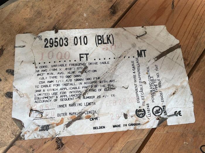 Used Belden # 29503 Wire 10AWG 3C XLPE Foil Braided Shielded Cable Aprox 608' (5687)