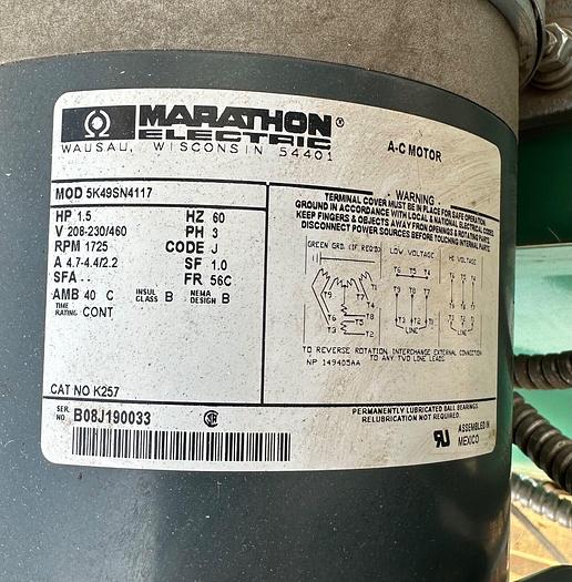 Used Hoffman Manufacturing Inc Twin 1.5hp Vacuum Pump w/60 Gallon Tank (6358)