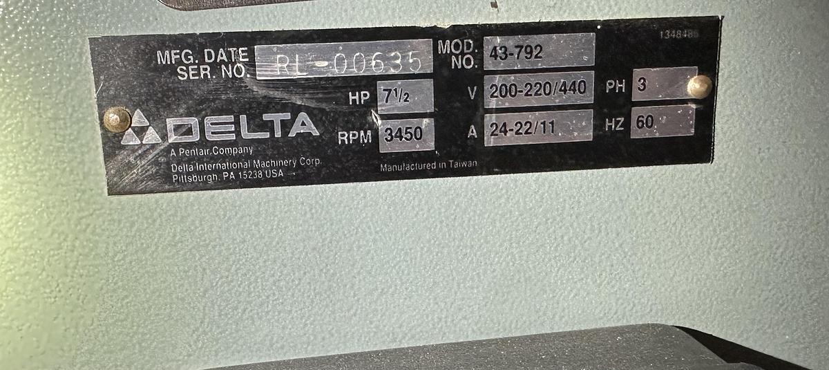 Used Delta 5 Speed Sliding Table Shaper #43-792 ~ 220/440 ~ 3ph ~ 7 1/2hp