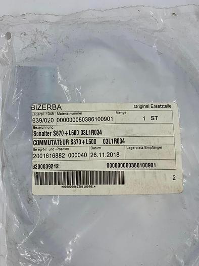 Bizerba Spare Parts Interrupteur S870 + L600 03L1R034 Part No. 60386100901