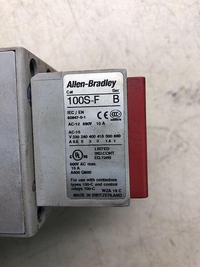 Used ALLEN BRADLEY CONTACTOR 100-C43Z*00 SER A, 100S-F Ser B, 100-S Ser B, Complete