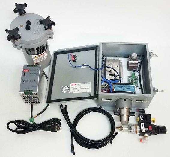 Used Nordson EFD 615DT 1 L Fluid Reservoir w/ Power Supply, EFD Pump Controller (4955