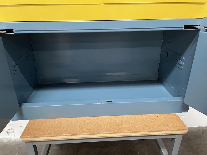 Used Global 15 Gallon Flammable Stacked Cabinet 43"x19"x22" w/ Global Acid Cabinet