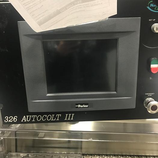 Used NJM Autocolt III - High Speed Pressure Sensitive Wraparound Labeler