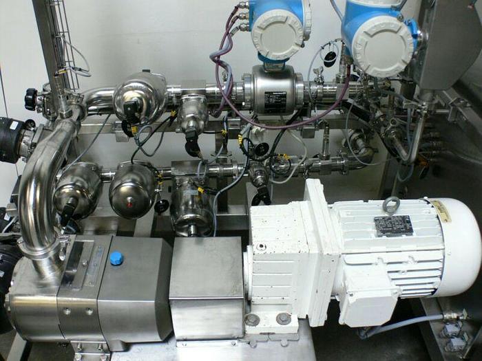 Used GE Healthcare Pump Skid w/ 15HP Ultima LU640 Rotary Lobe Pump & Mass Flow Meters