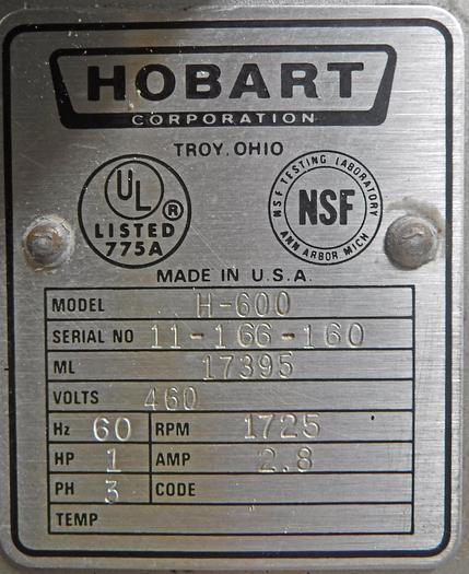 Used USED Hobart 60-Quart Mixer, Model H-600