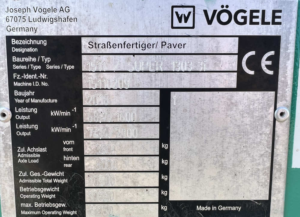 Usato 2018 Vogele S 1303-3i