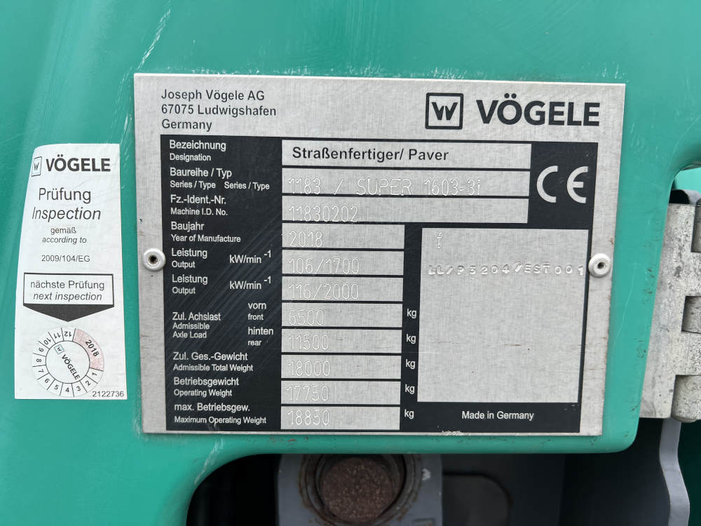Usato 2018 Vogele S 1603-3i