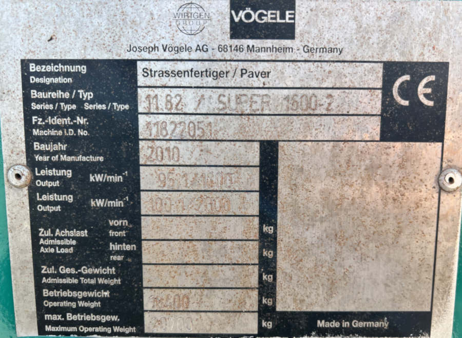 Usato 2010 Vogele S 1600-2