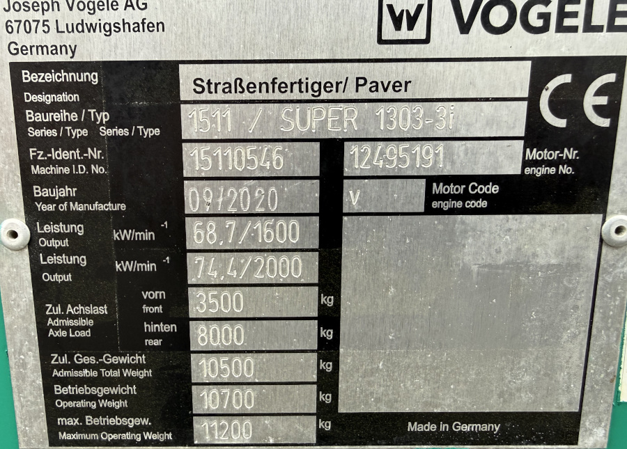 Usato 2020 Vogele S 1303-3i