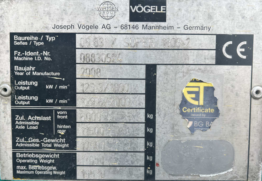 Usato 2008 Vogele S 1803-2 -524-