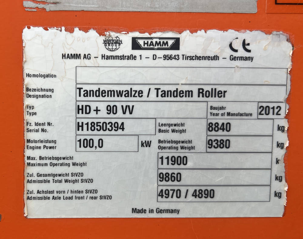 Usato 2012 Hamm HD+ 90i VV