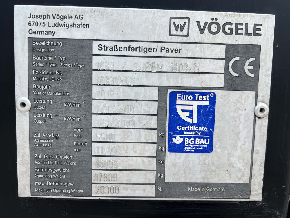 Usato 2016 Vogele S 1803-3i