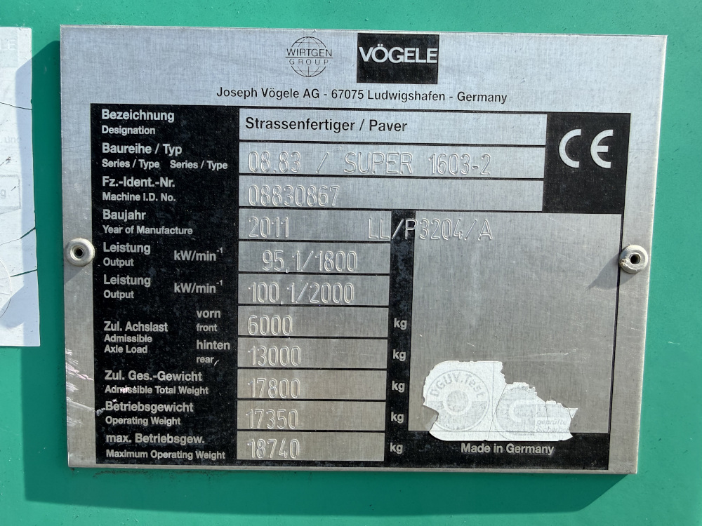 Usato 2011 Vogele S 1603-2