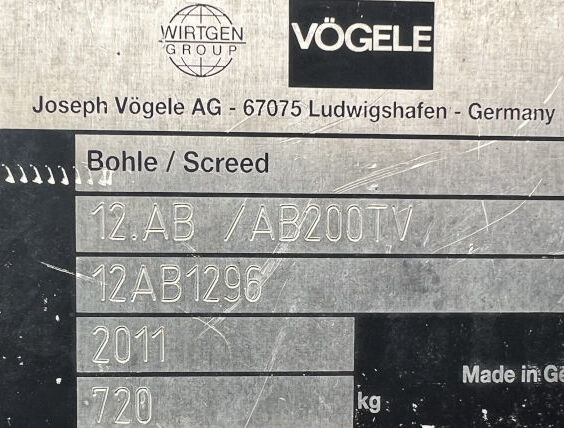 Used 2011 Vogele Super 800 -288-